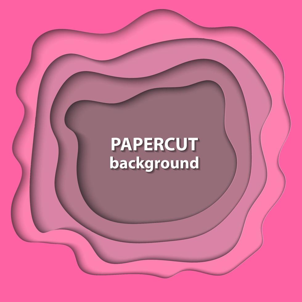 fondo vectorial con formas de corte de papel de color rosa. Estilo de arte de papel abstracto 3d, diseño de diseño para presentaciones de negocios, volantes, carteles, impresiones, decoración, tarjetas, portada de folleto. vector