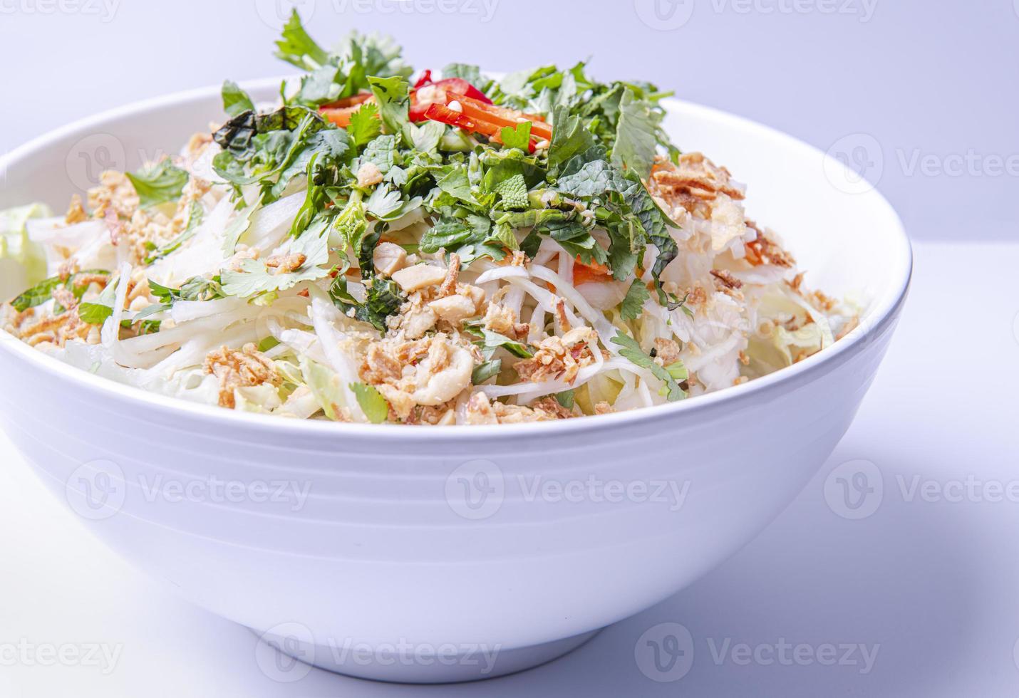 Plate of Vietnamese tasty dish. isolated on white background. photo