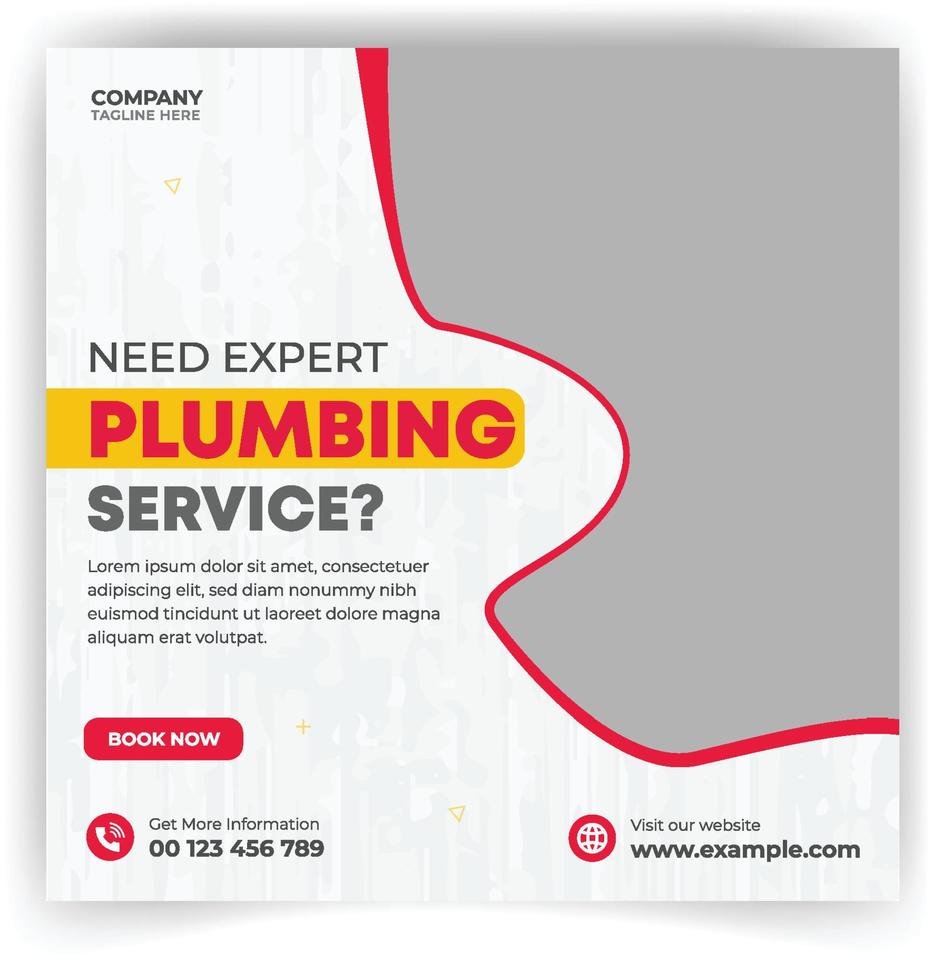 Cleaning social media post banner. Cleaning service social media post banner template. Plumbing service advertisement template set for social media marketing. Professional plumber hiring template vector