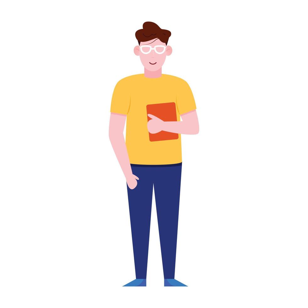 A nerd boy holding book showing concept of student illustration vector