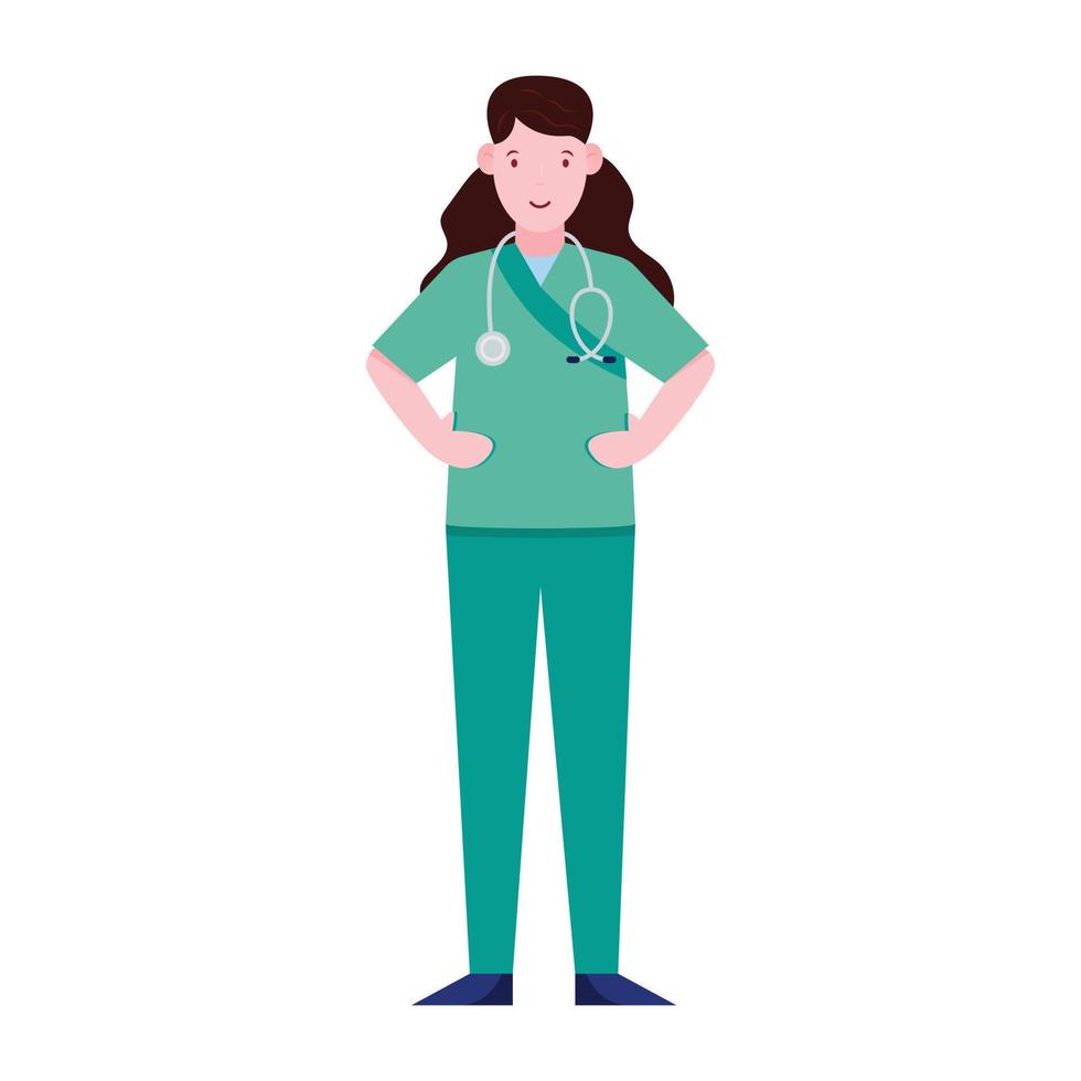 A doctor's assistant nurse illustration in flat character vector