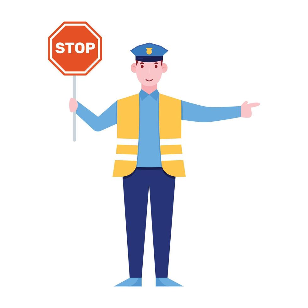 A traffic police officer illustration in flat style vector