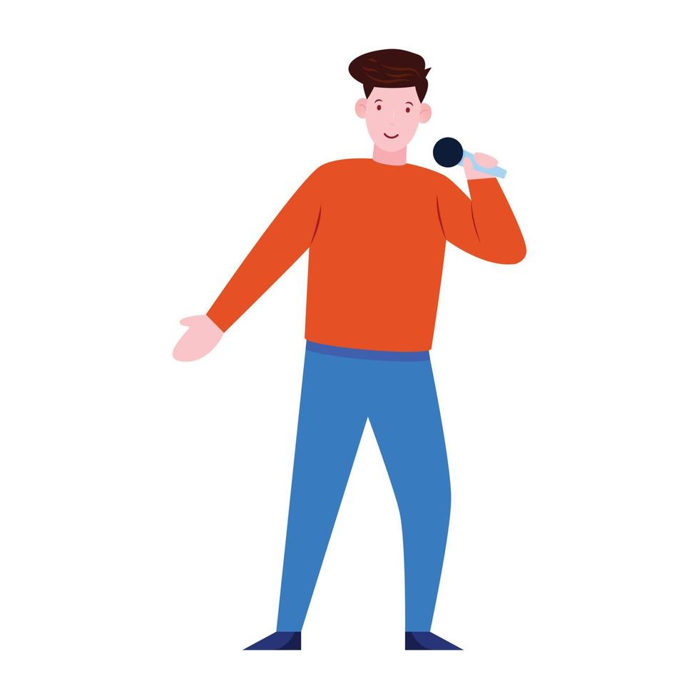 Male avatar holding mic in hand singer concept vector