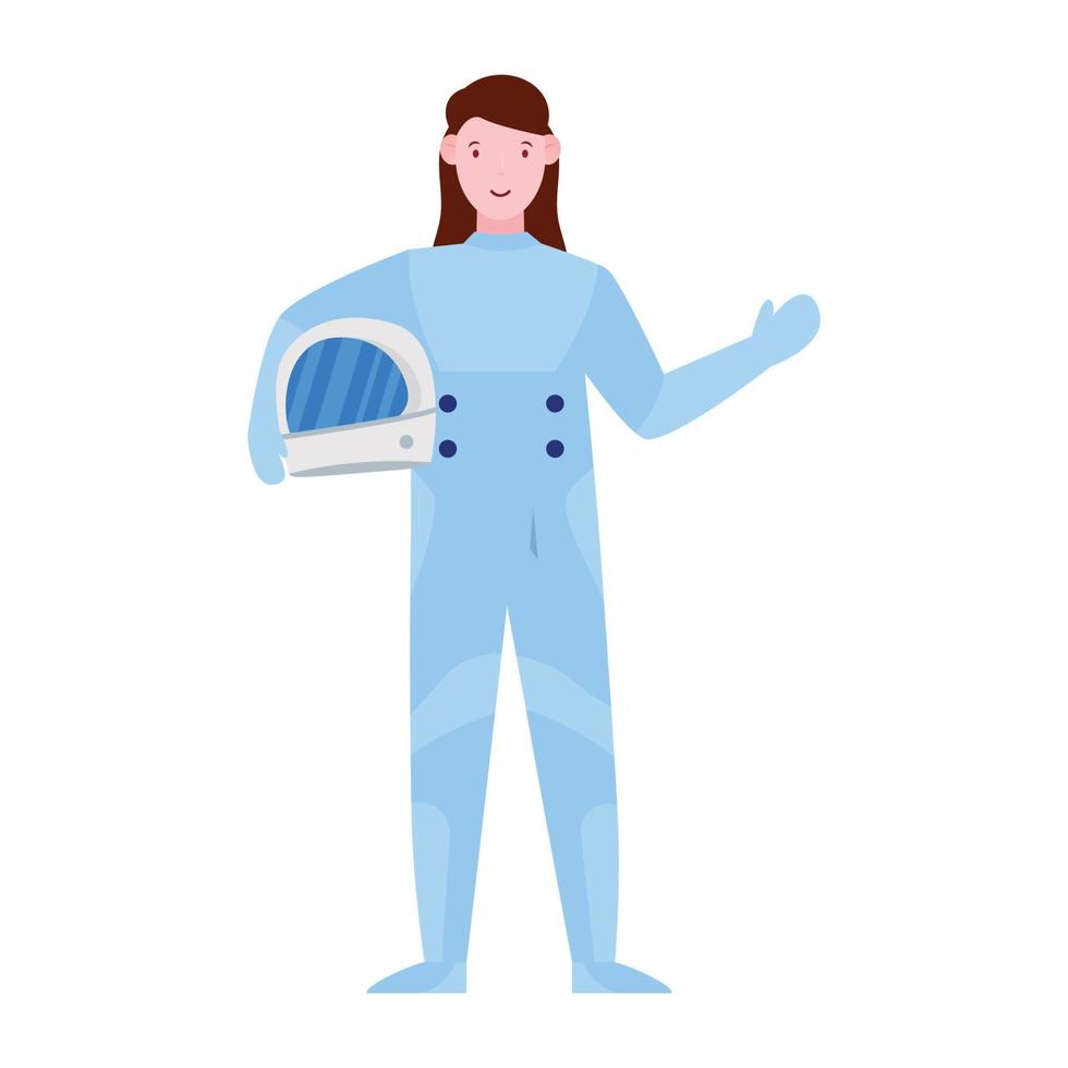 Editable style illustration of female astronaut vector