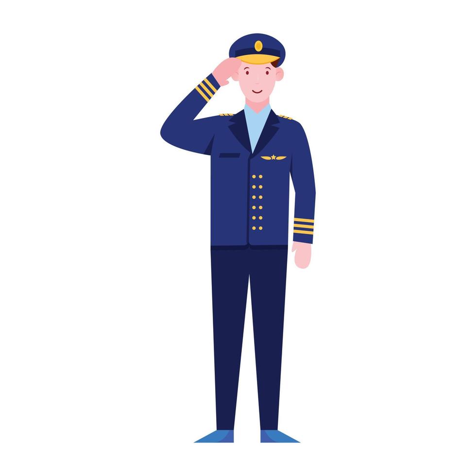 An aircraft pilot or aviator is a person who controls the flight of an aircraft flat design of pilot vector