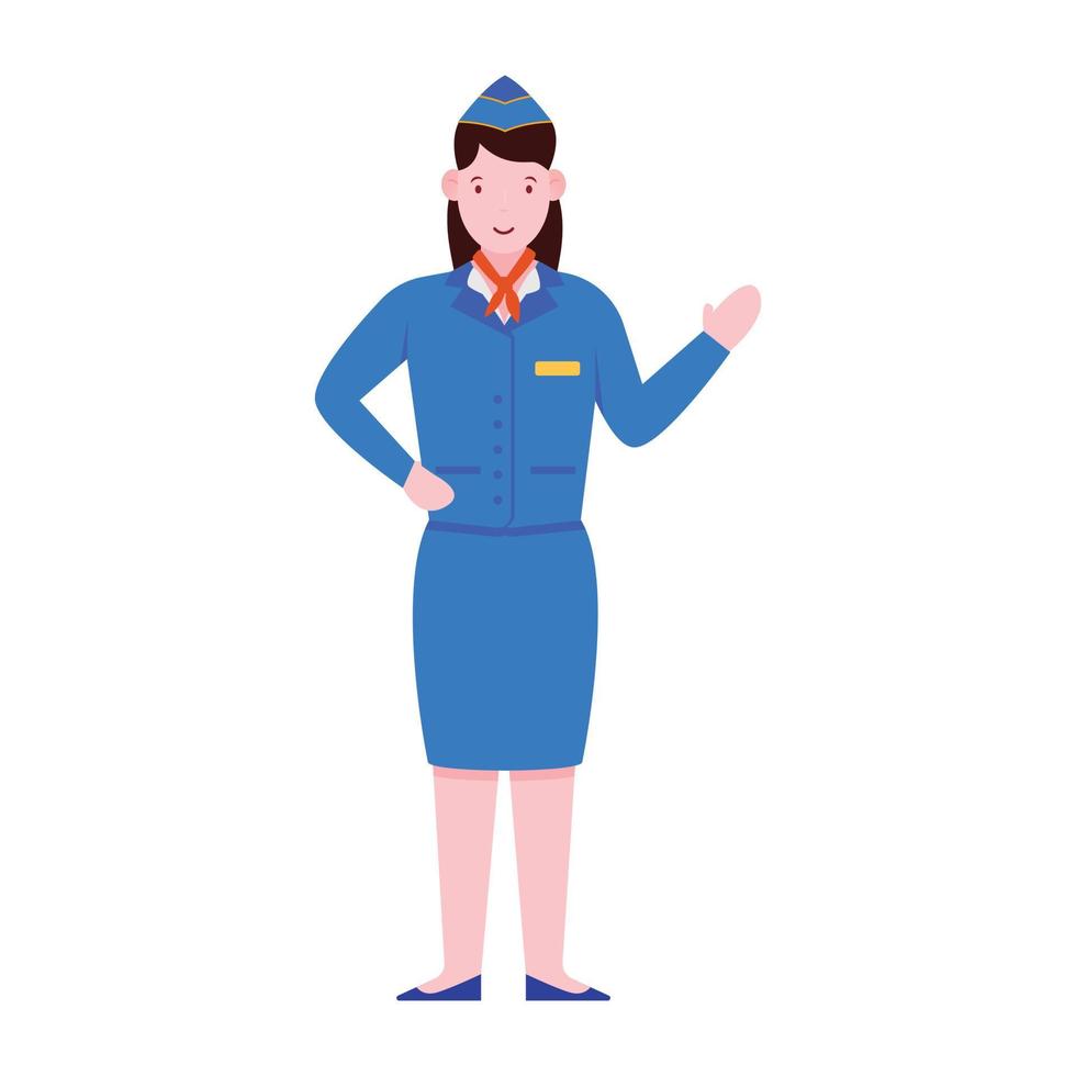 ilustración de azafata una tripulación de asistente de vuelo femenina vector