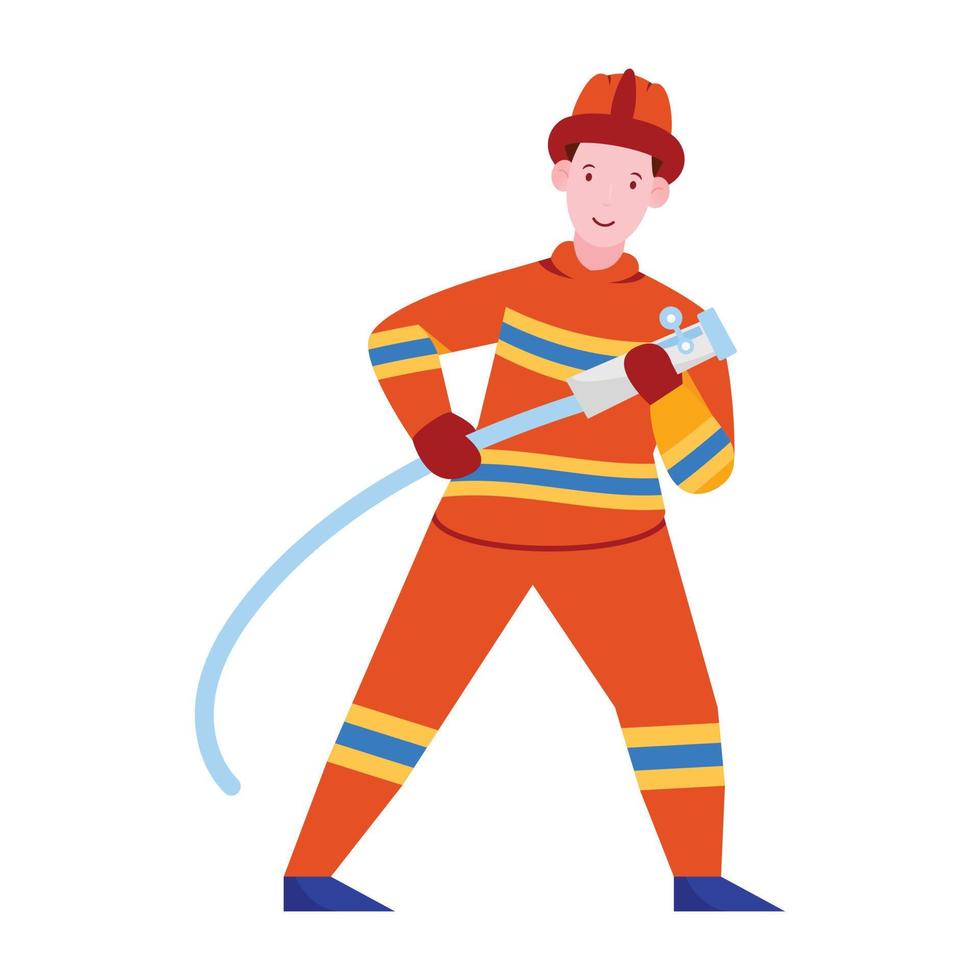 Male avatar with water pipe depicting firefighter illustration vector