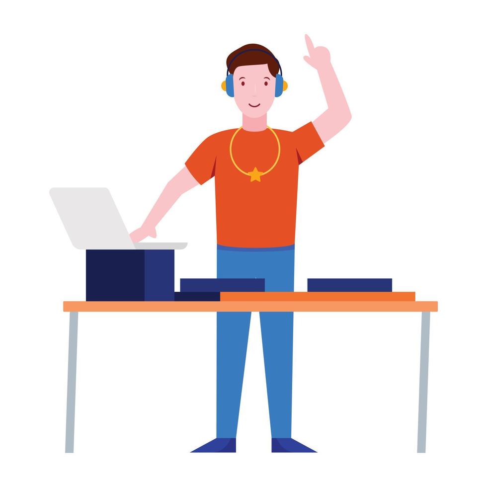 Professional music player vector illustration of dj character
