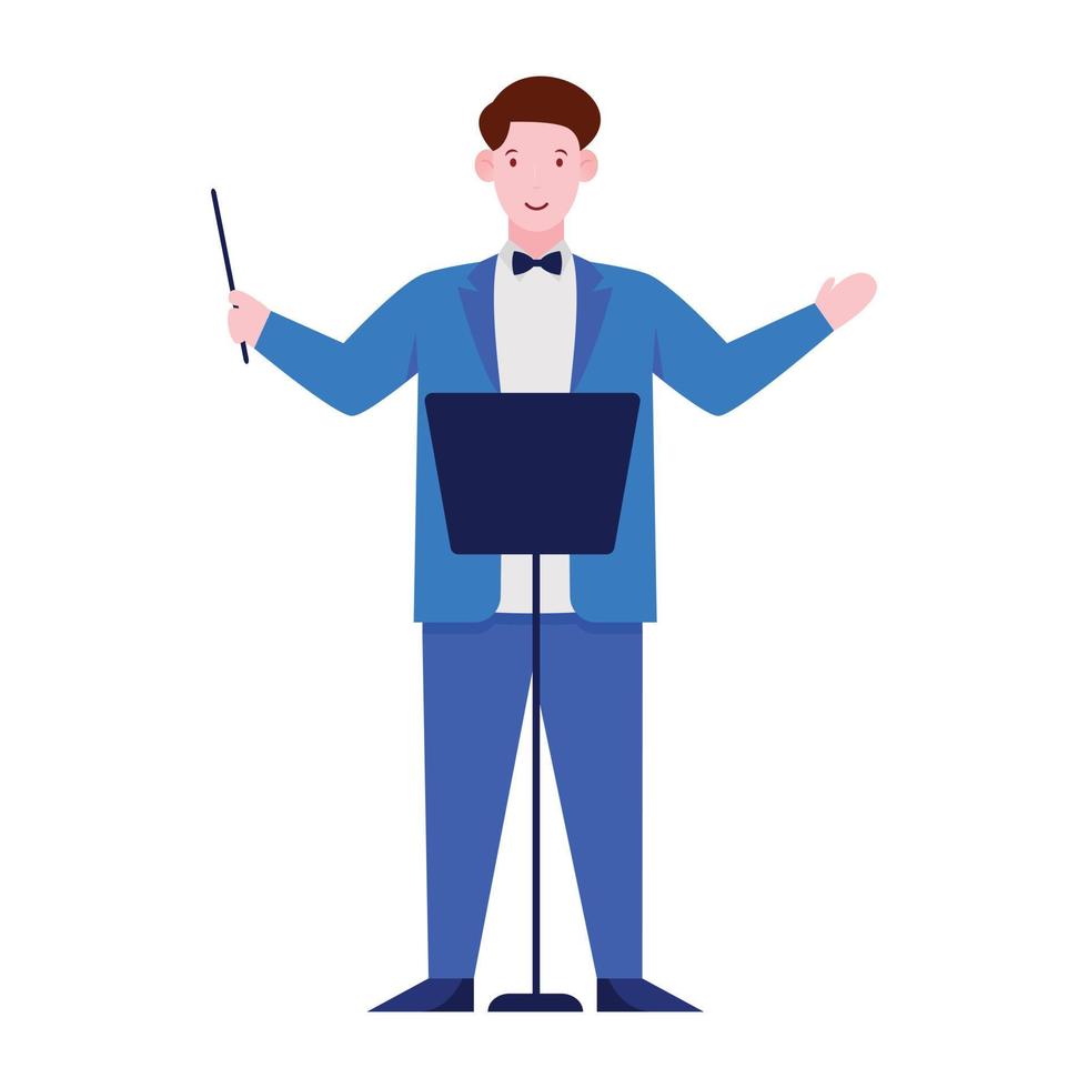 A music conductor illustration in flat character vector
