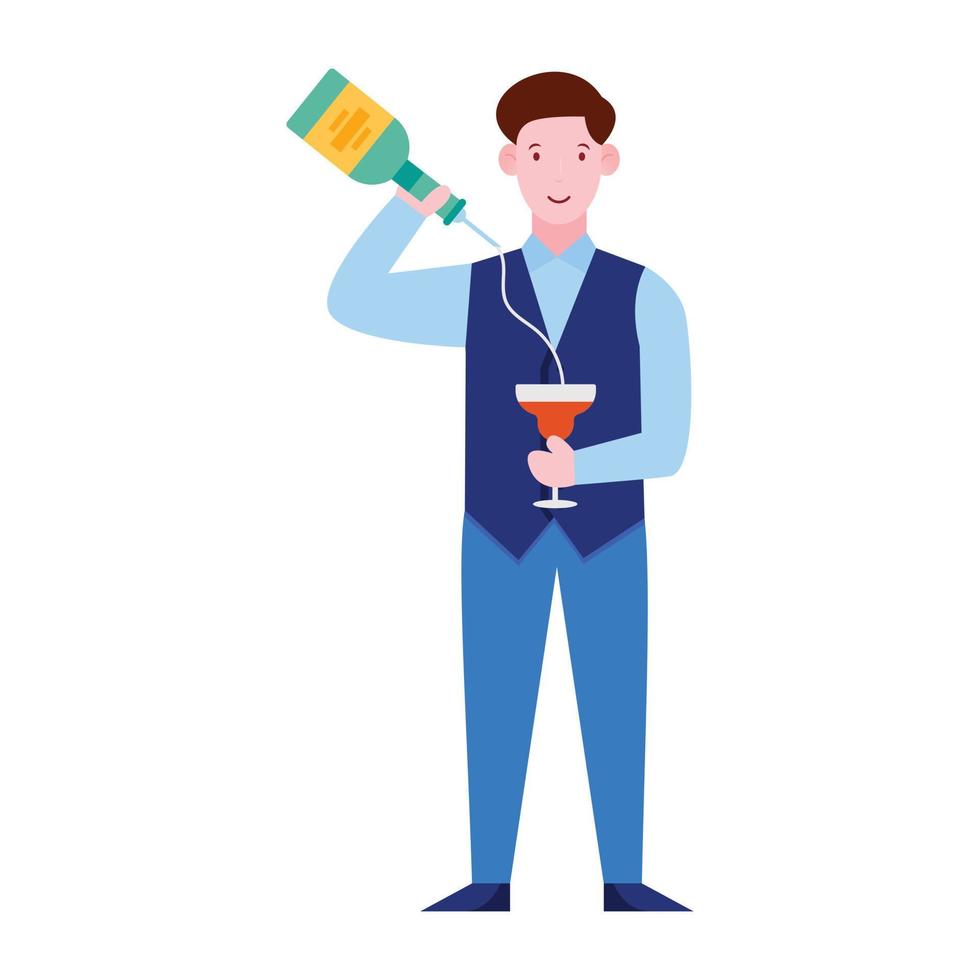 Trendy flat character of bartender a drink server vector