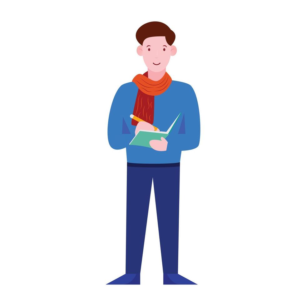 Salesman flat character a person who selling products vector