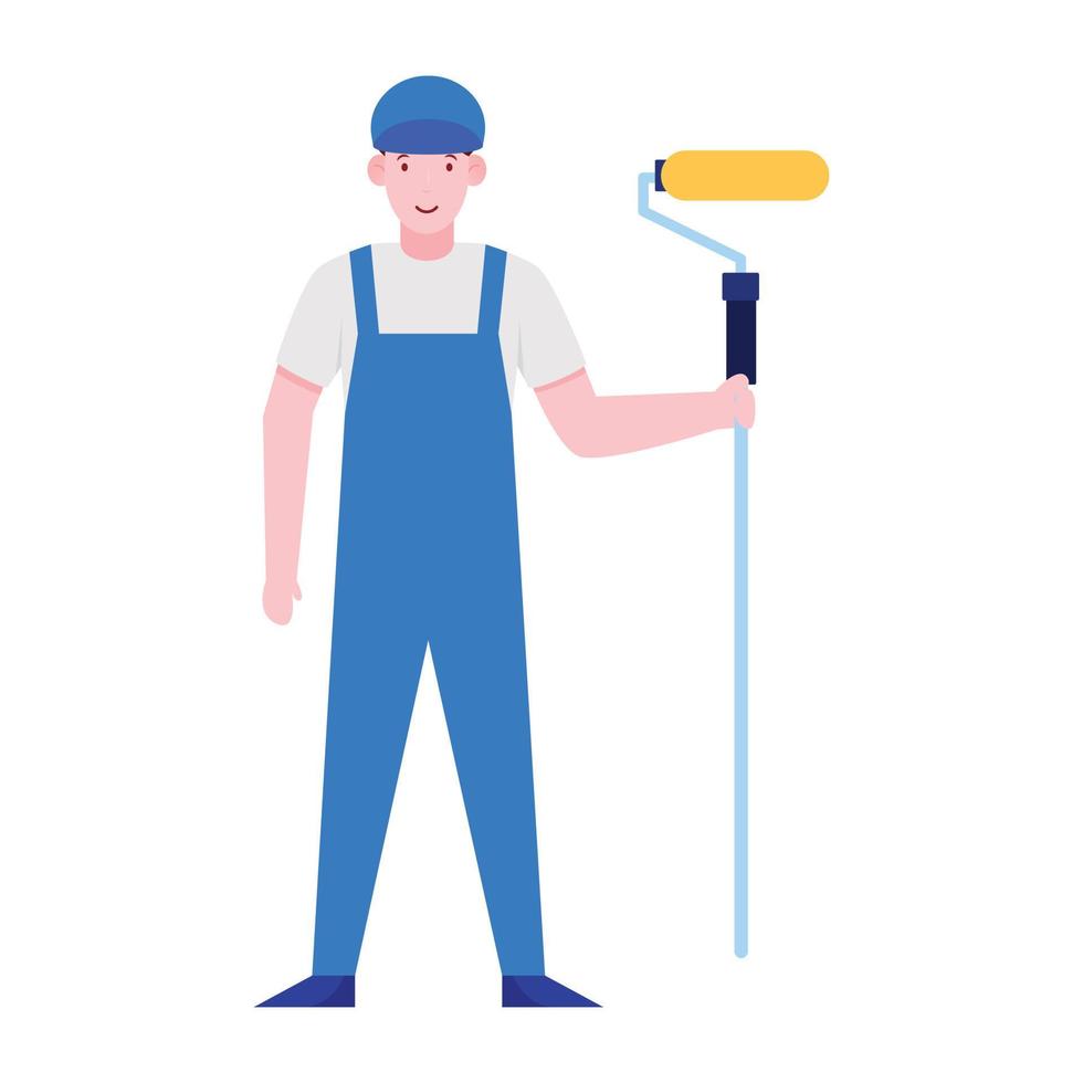 Editable flat vector design of painter illustration