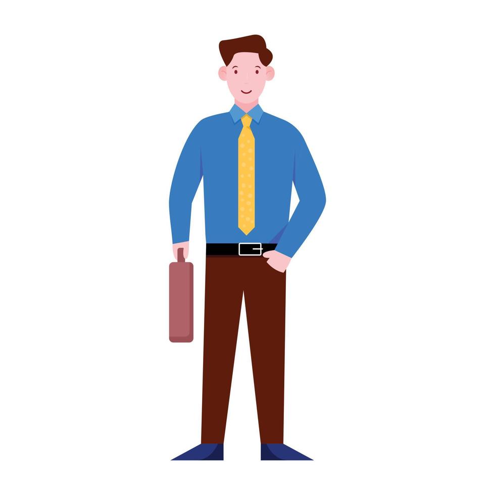 Salesman flat character a person who selling products vector