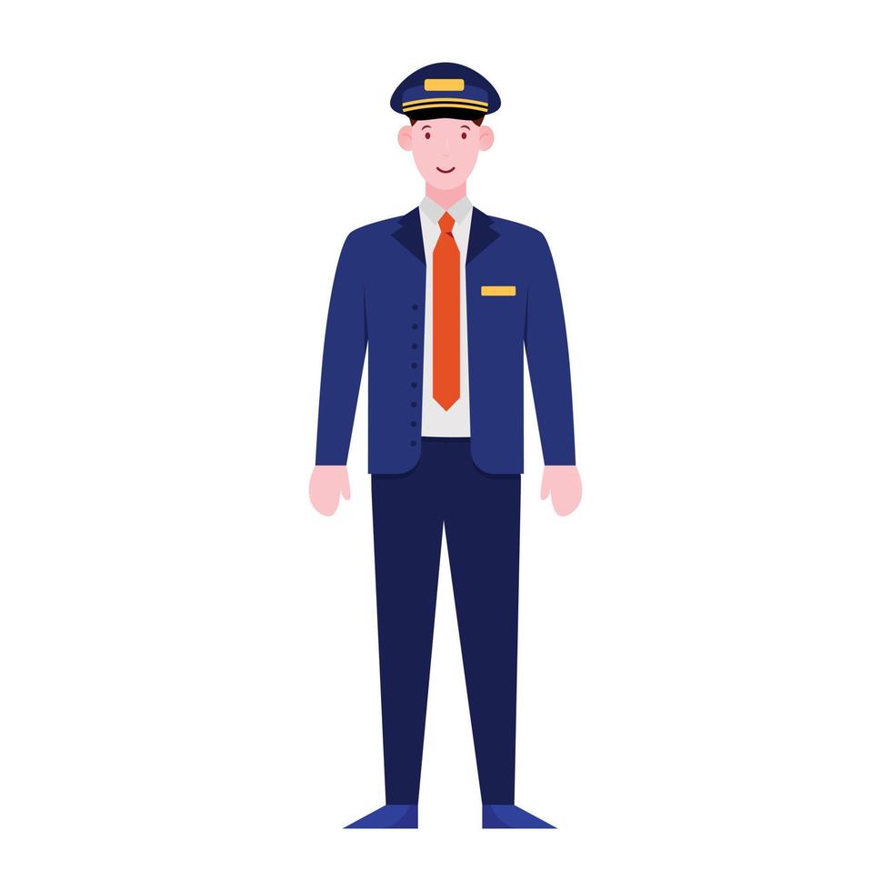 una ilustración de conductor de tren de avatar masculino profesional vector