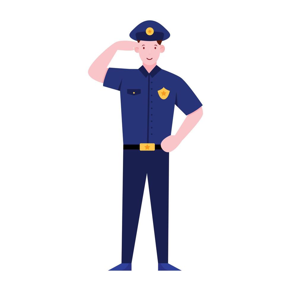 diseño plano de la oficina de policía masculina del personaje de policía masculino vector