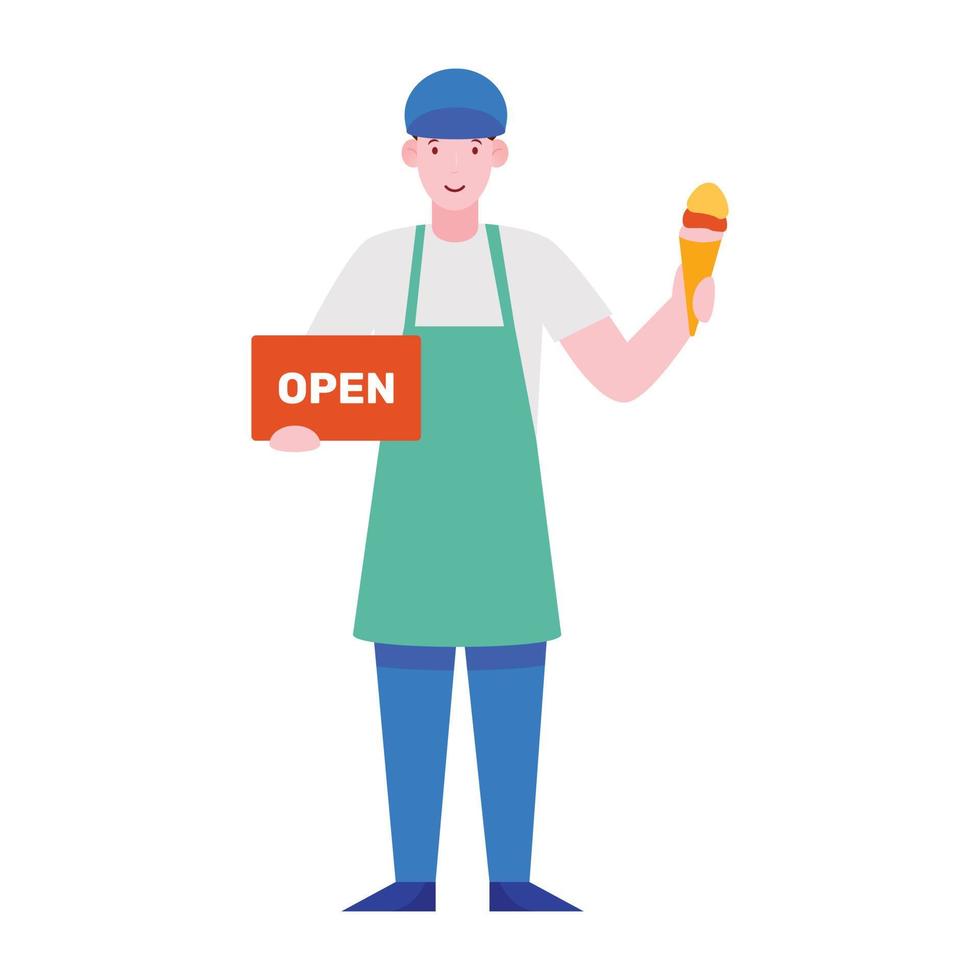 Vendor flat character a person who selling products vector