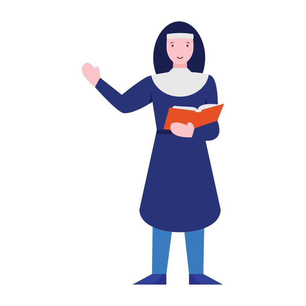 A woman illustration design with nun avatar vector
