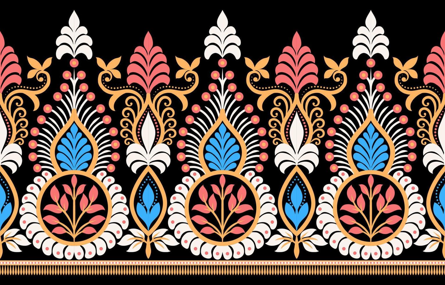 Geometric ethnic pattern seamless flower color oriental. seamless pattern. Design for fabric, curtain, background, carpet, wallpaper, clothing, wrapping, Batik, fabric Vector illustration.