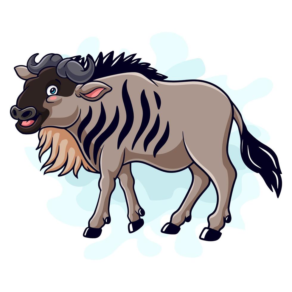 Cartoon funny wildebeest isolated on white background vector