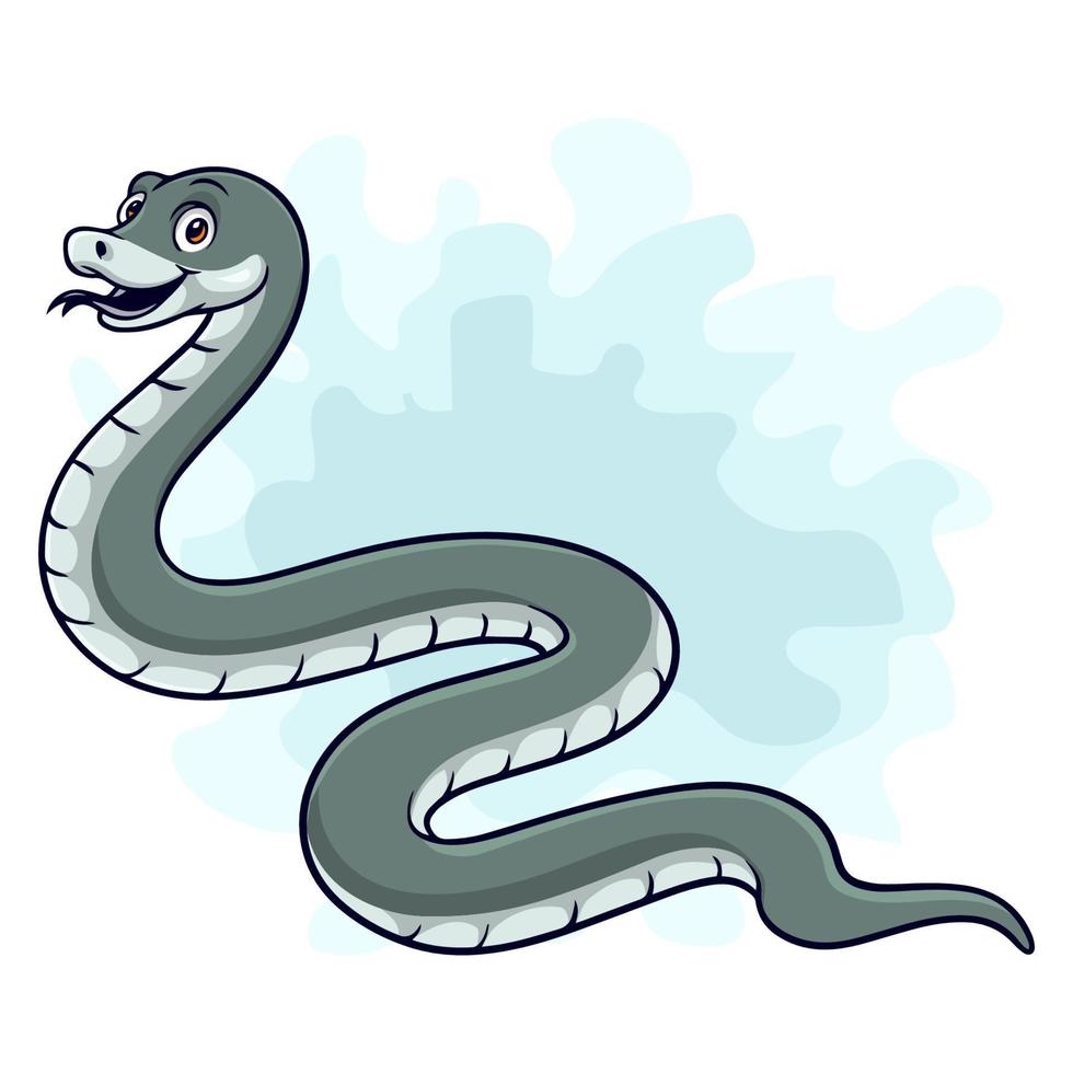 Cartoon funny black mamba snake isolated on white background vector
