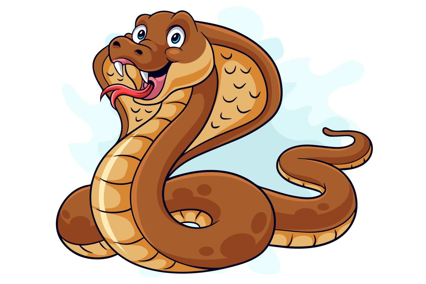caricatura, divertido, cobra rey, serpiente, aislado, blanco, plano de fondo vector