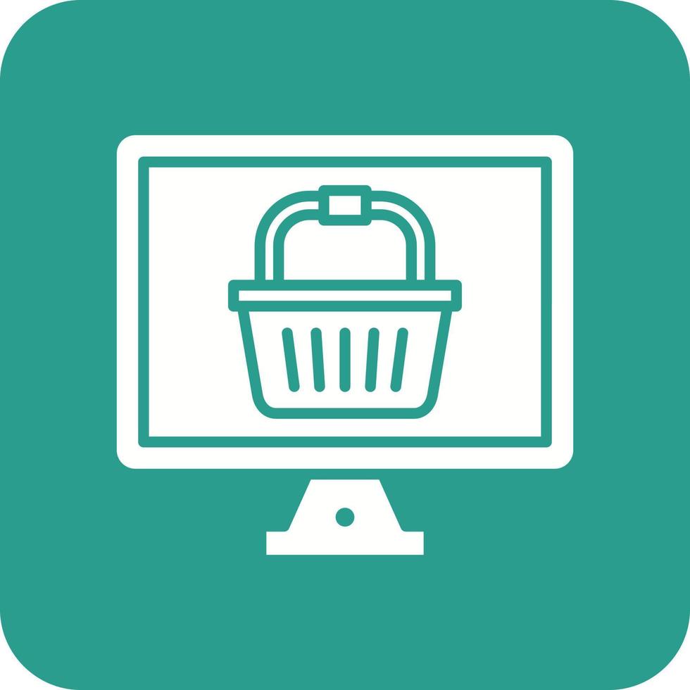 Online Shopping Basket Glyph Round Corner Background Icon vector