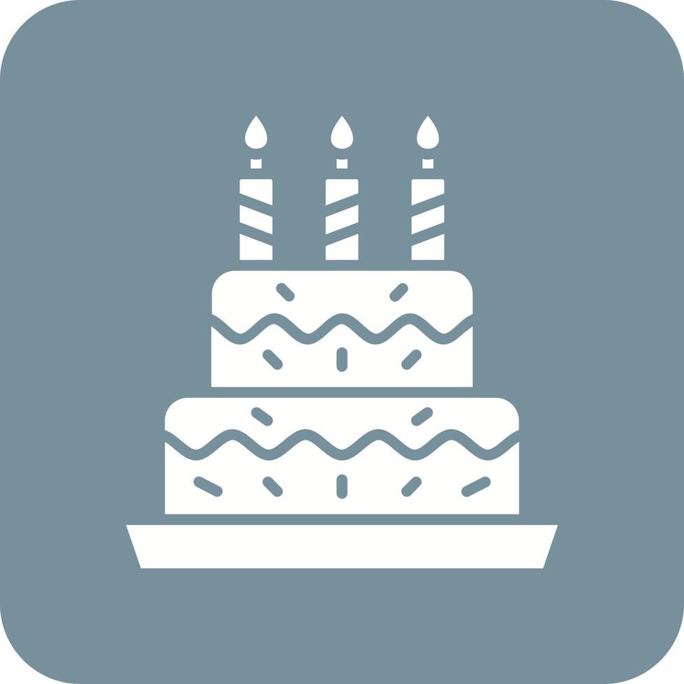 Birthday Cake Glyph Round Corner Background Icon vector