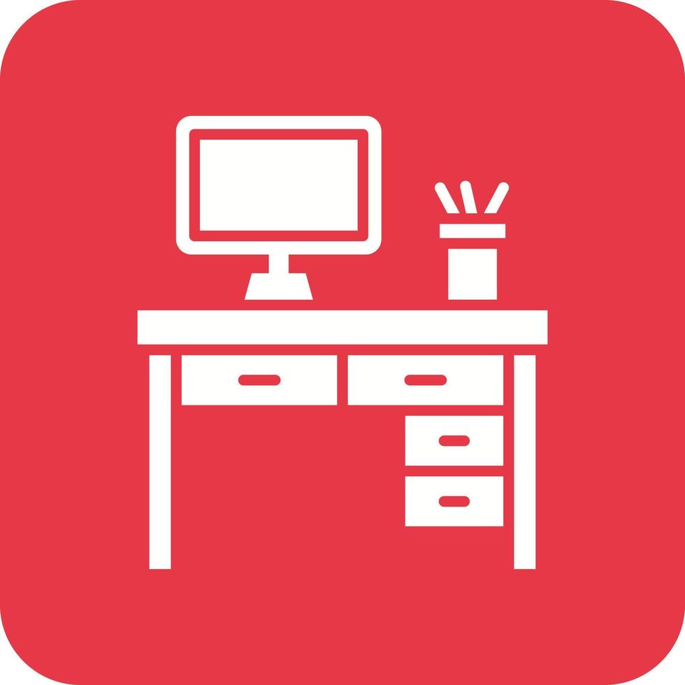 Desktop Table Glyph Round Corner Background Icon vector