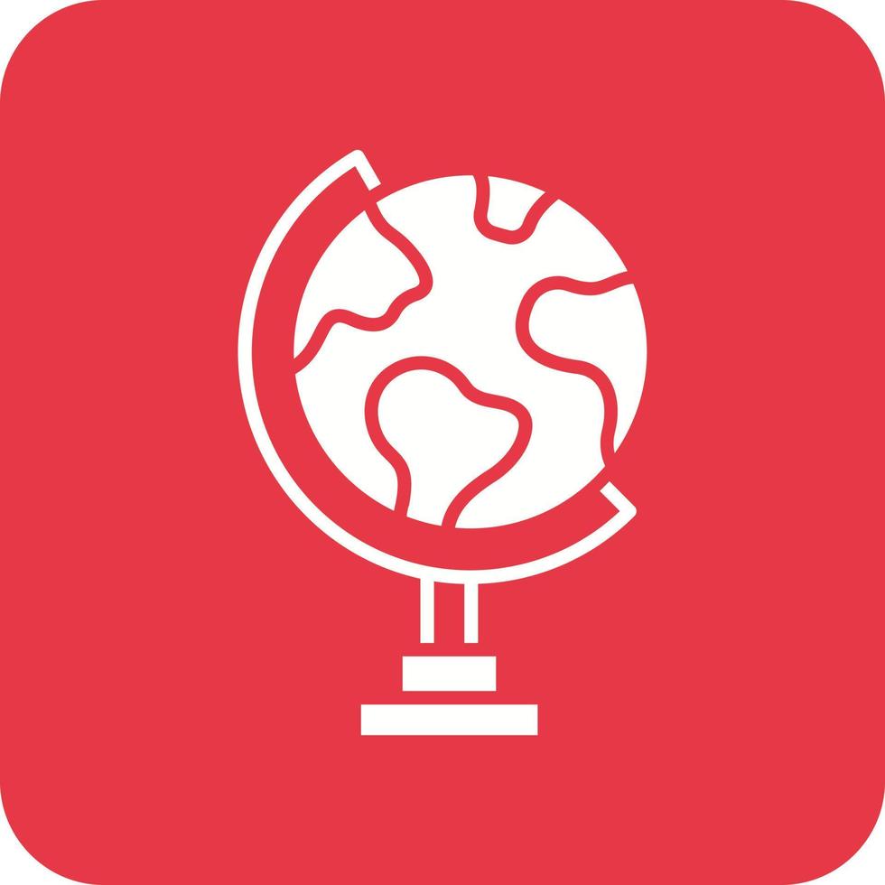 Globe Stand Glyph Round Corner Background Icon vector