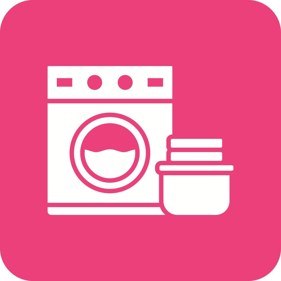 Washing Machine Glyph Round Corner Background Icon vector