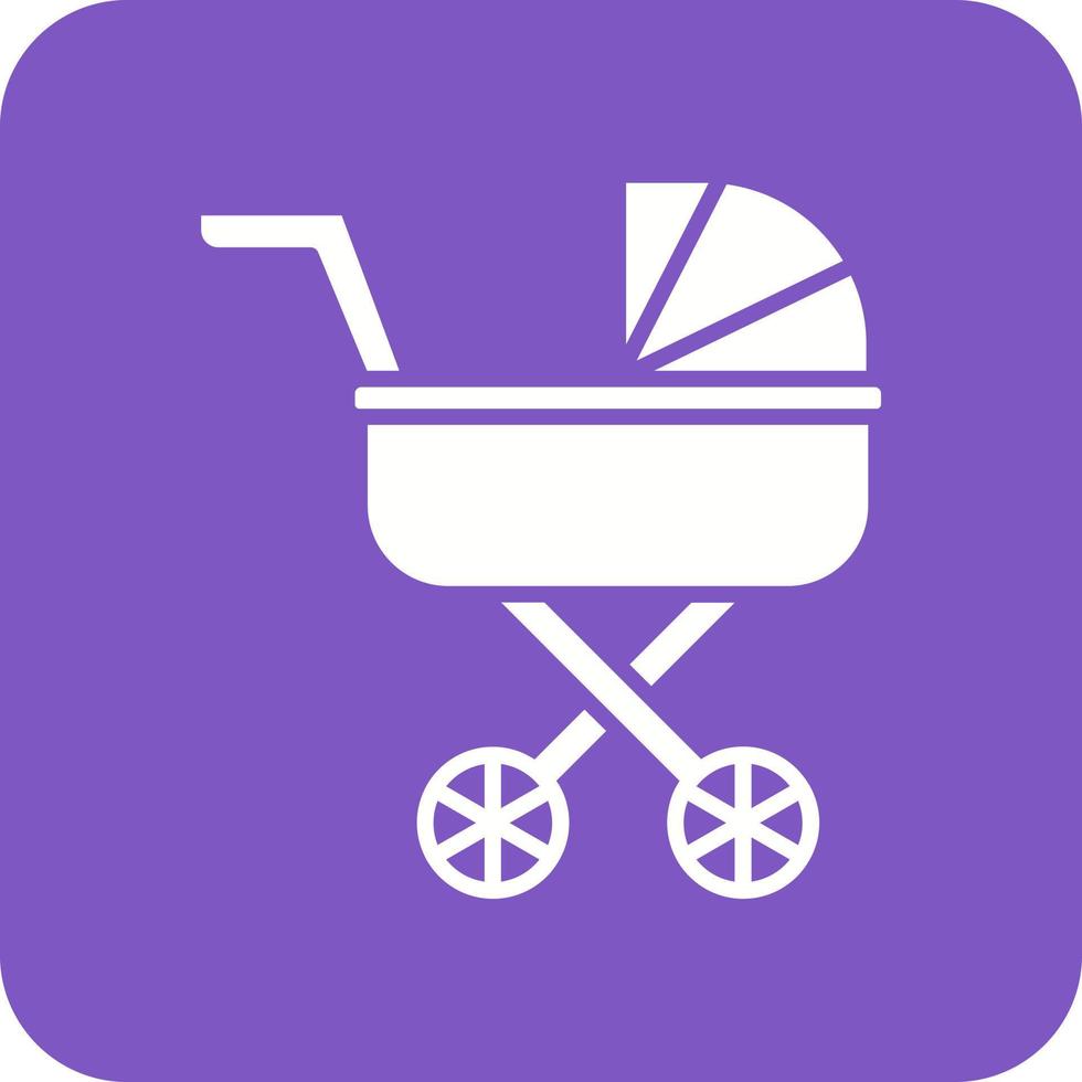 Stroller Glyph Round Corner Background Icon vector