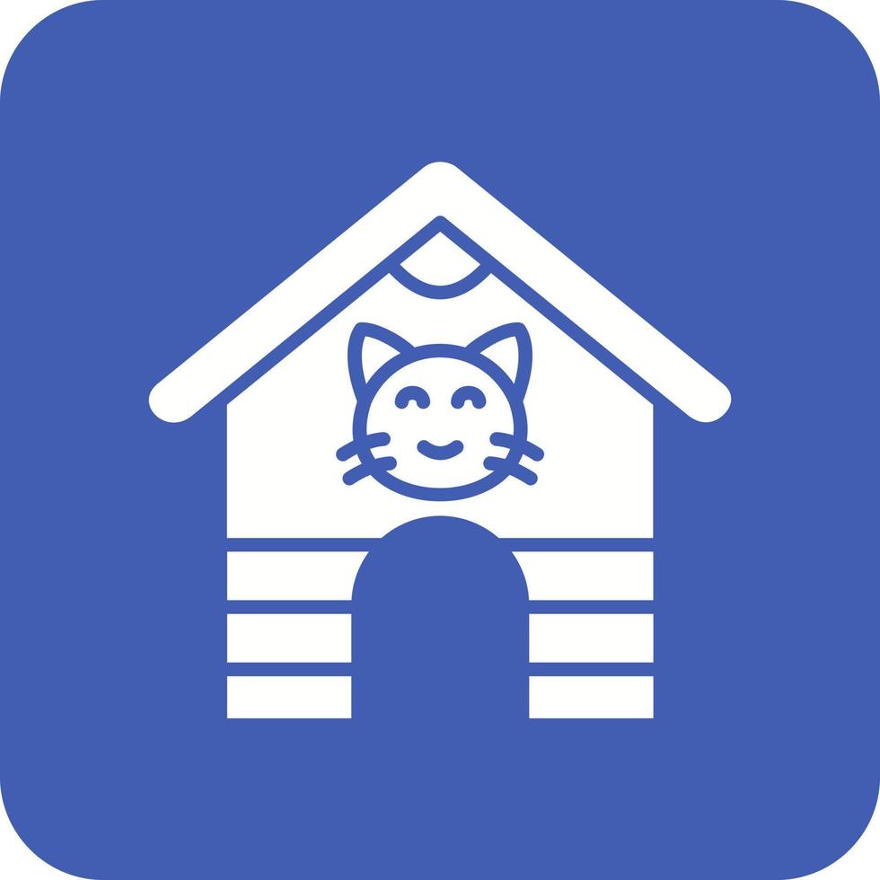 Pet House Glyph Round Corner Background Icon vector