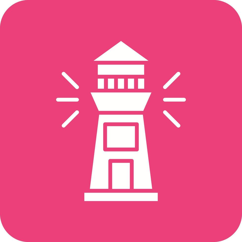 Lighthouse Glyph Round Corner Background Icon vector