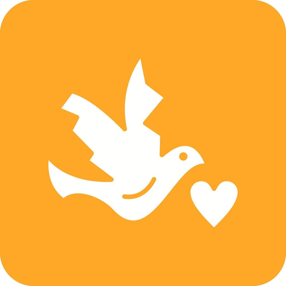 Dove with Heart Glyph Round Corner Background Icon vector