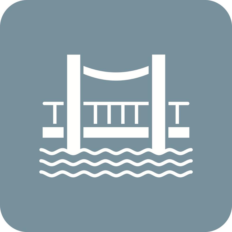 Bridge Glyph Round Corner Background Icon vector