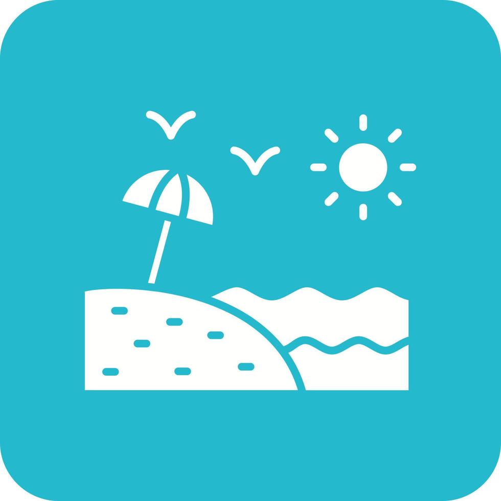 Beach Glyph Round Corner Background Icon vector