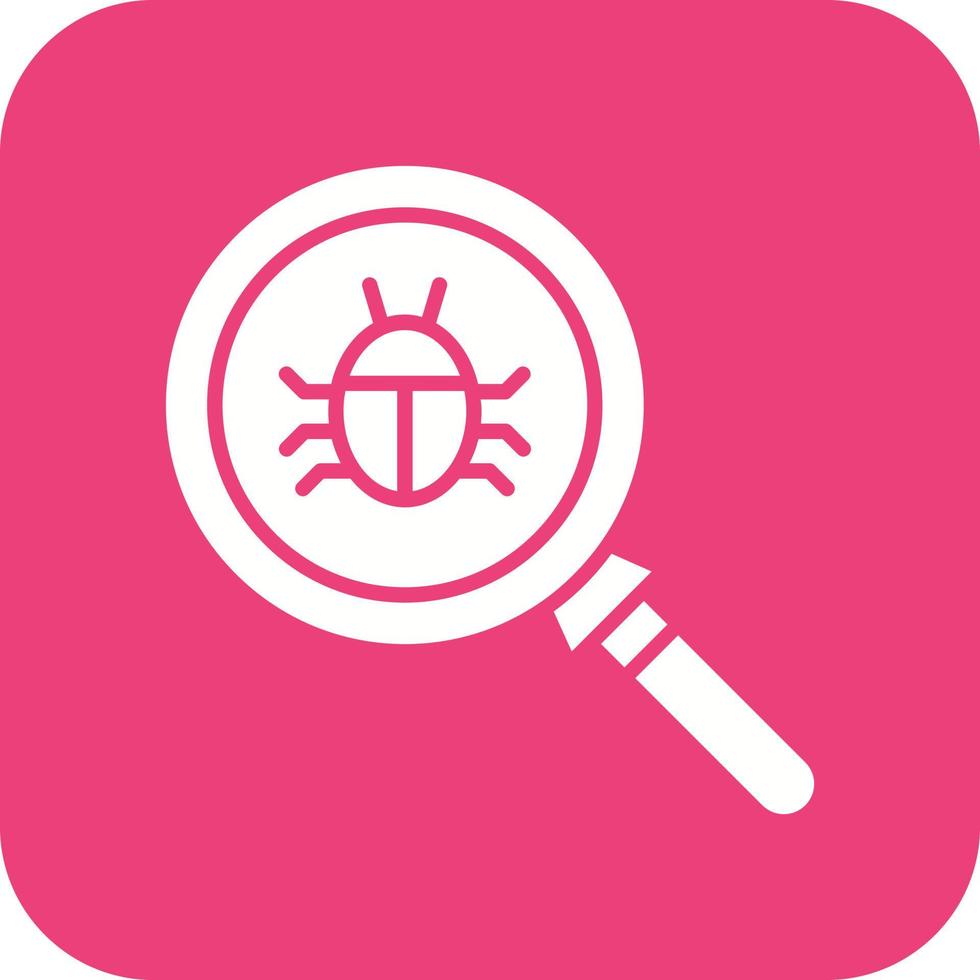 Bug Search Glyph Round Corner Background Icon vector