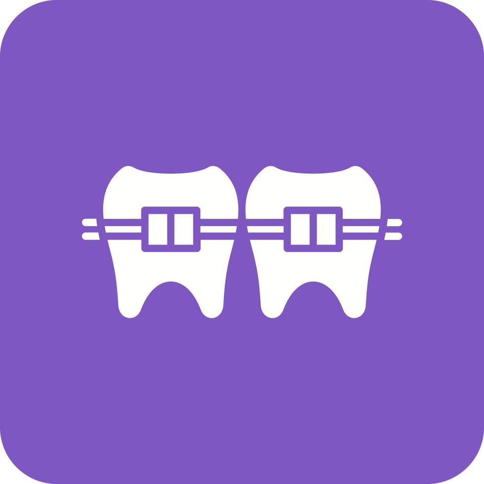 Tooth Braces Glyph Round Corner Background Icon vector