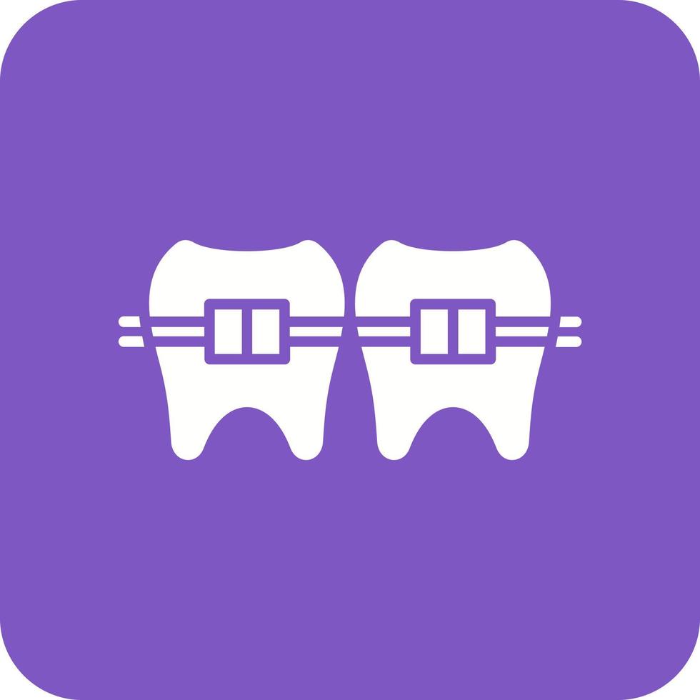 Tooth Braces Glyph Round Corner Background Icon vector