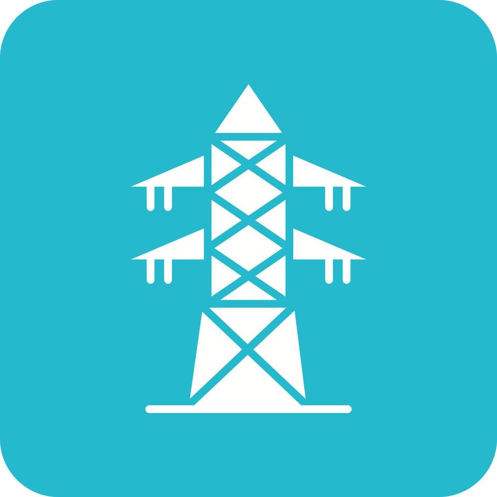 Electric Tower Glyph Round Corner Background Icon vector