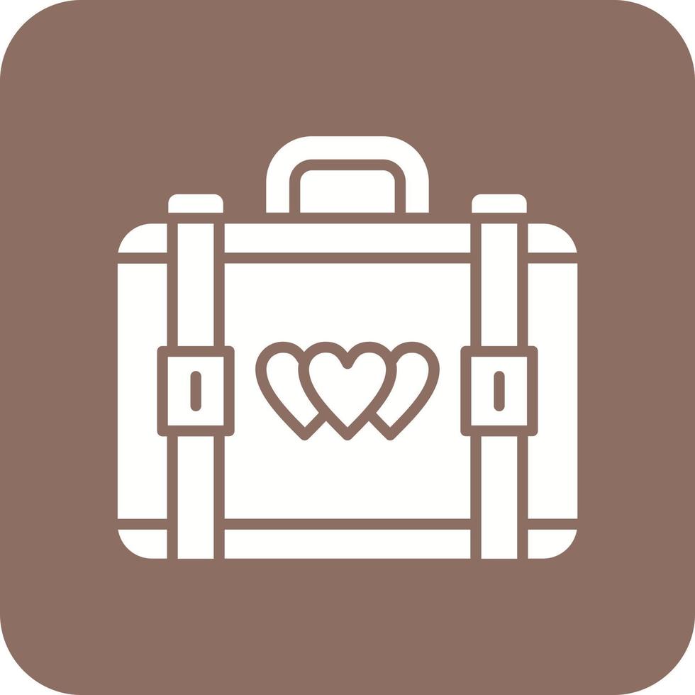 Suitcase Glyph Round Corner Background Icon vector