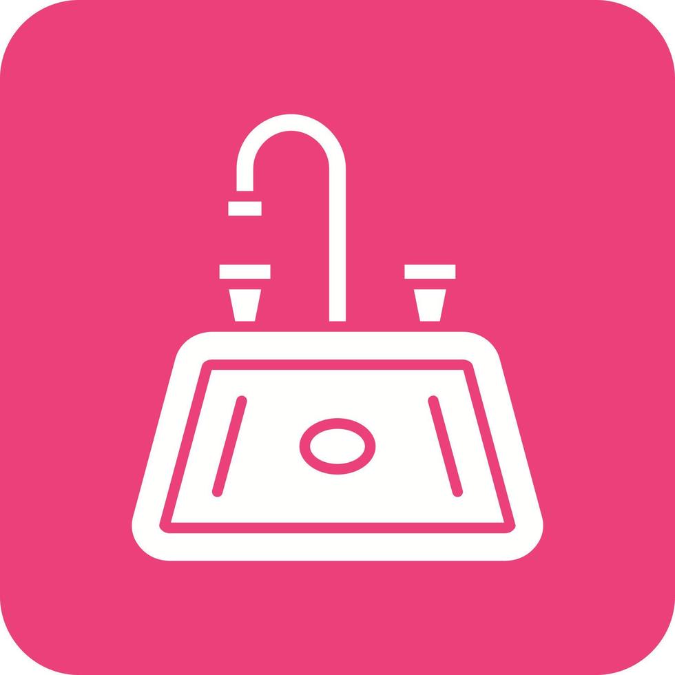 Sink Glyph Round Corner Background Icon vector