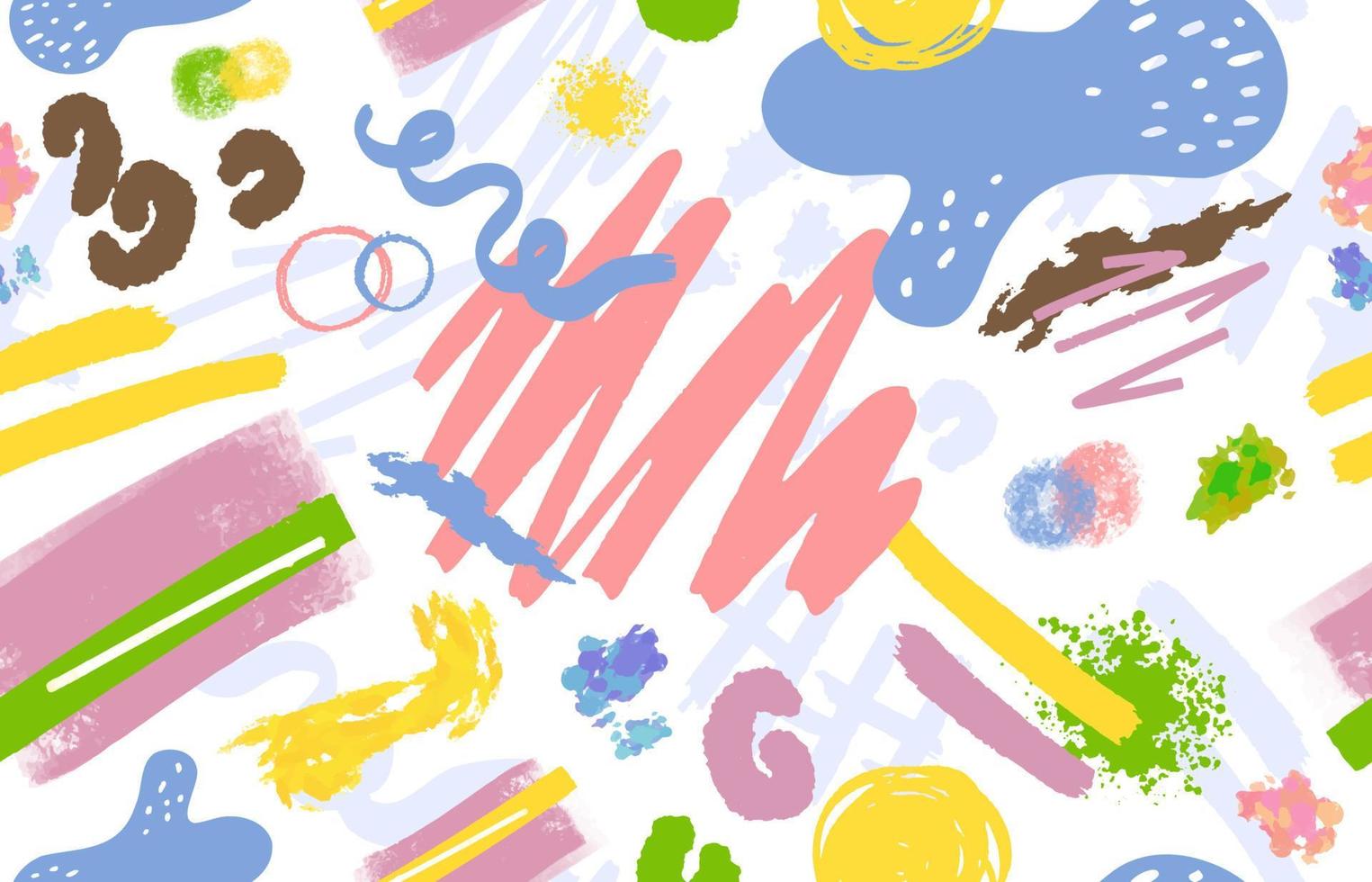 Festive Handdrawn Abstract Brush Seamless Pattern vector