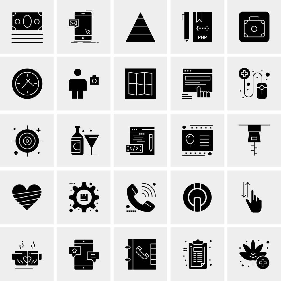 25 iconos de negocios universales vector ilustración de icono creativo para usar en proyectos relacionados con la web y dispositivos móviles