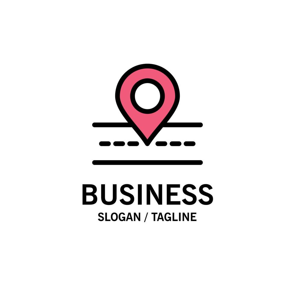Road Location Way Map Business Logo Template Flat Color vector