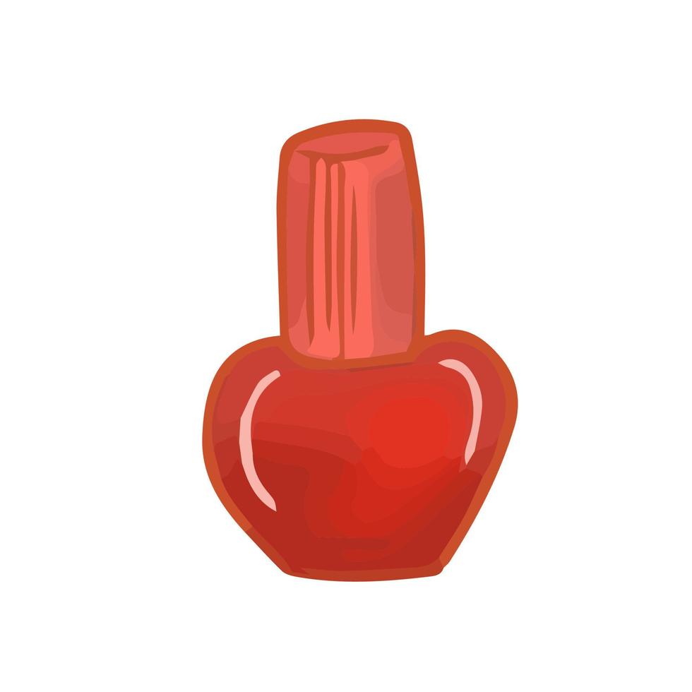 dibujado a mano linda ilustración de imágenes prediseñadas aisladas de una botella de esmalte de uñas rojo vector