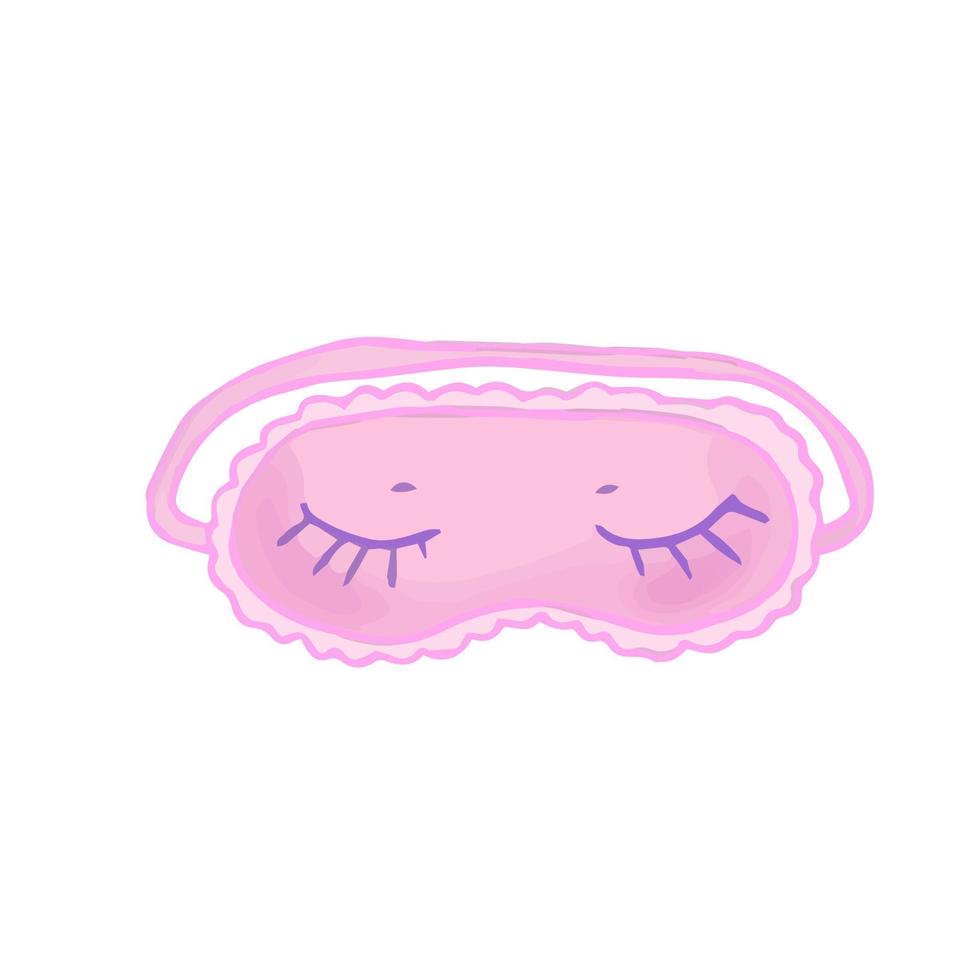 Hand drawn cute isolated clip art illustration of pink sleeping mask with closed eyes vector