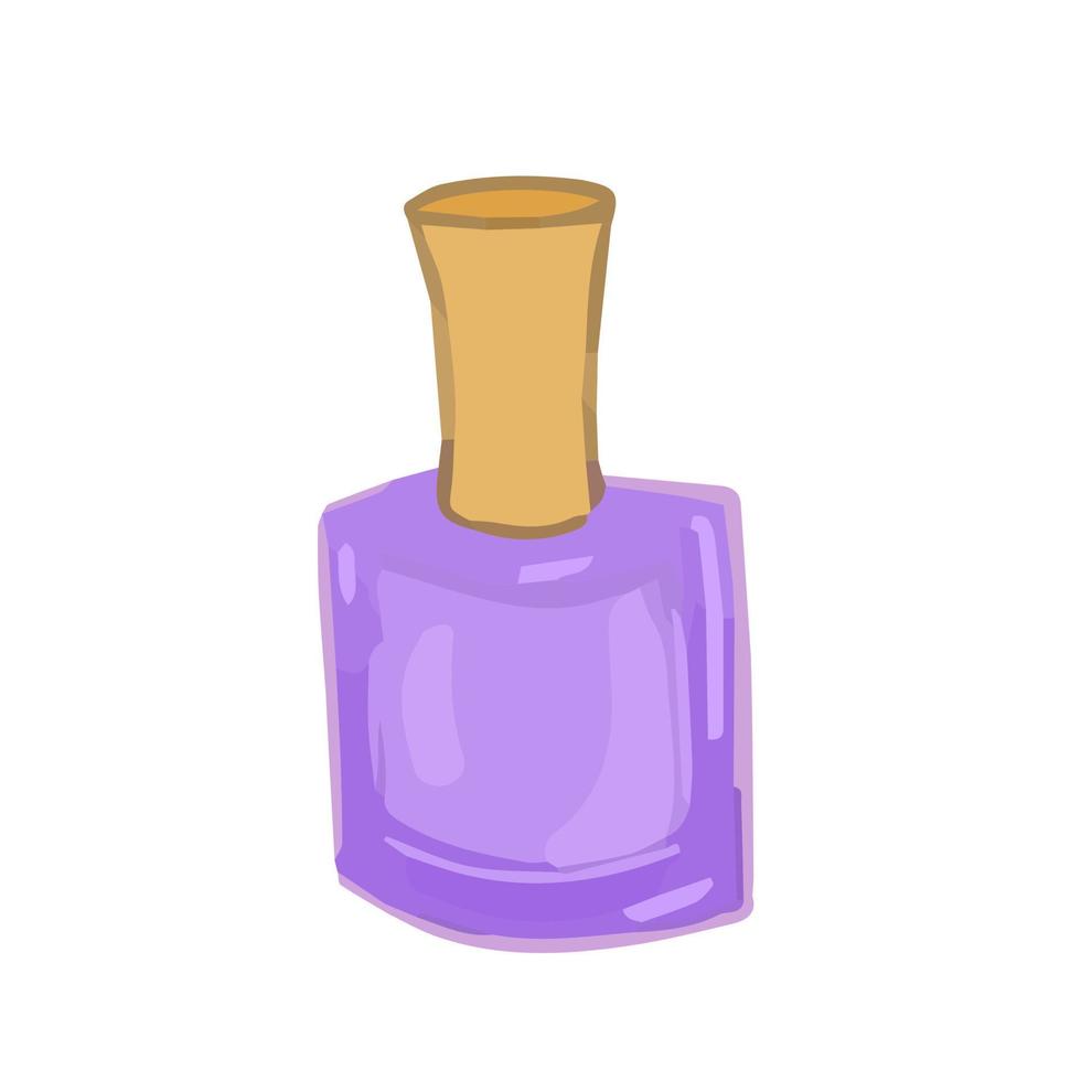 dibujado a mano linda ilustración de imágenes prediseñadas aisladas de una botella de esmalte de uñas púrpura vector