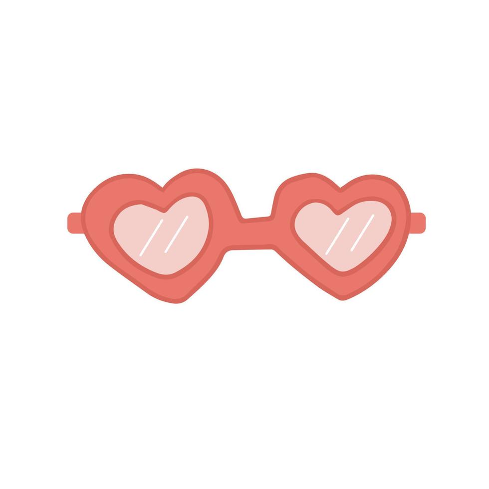 Hand drawn cute isolated clip art illustration of red heart shaped sunglasses vector