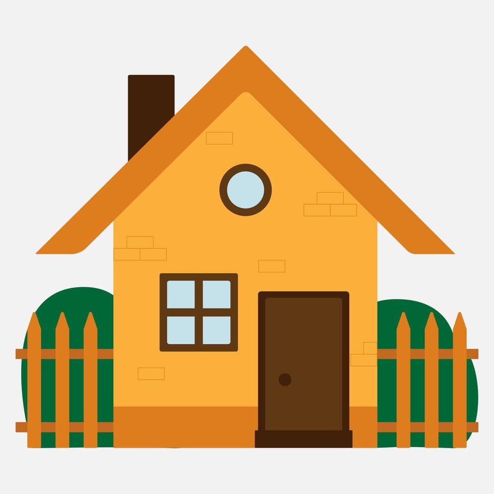 Vector illustration. A house with a fence. Design.